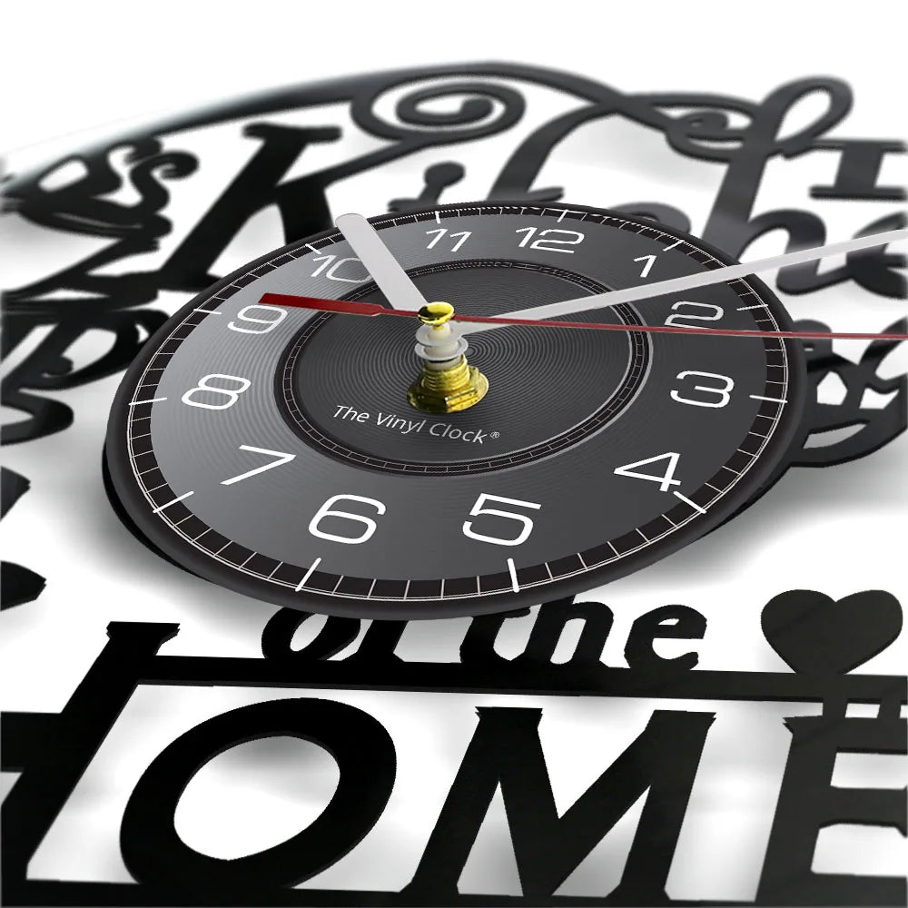 Kitchen Vinyl Wall Clock- The Kitchen is The Heart.