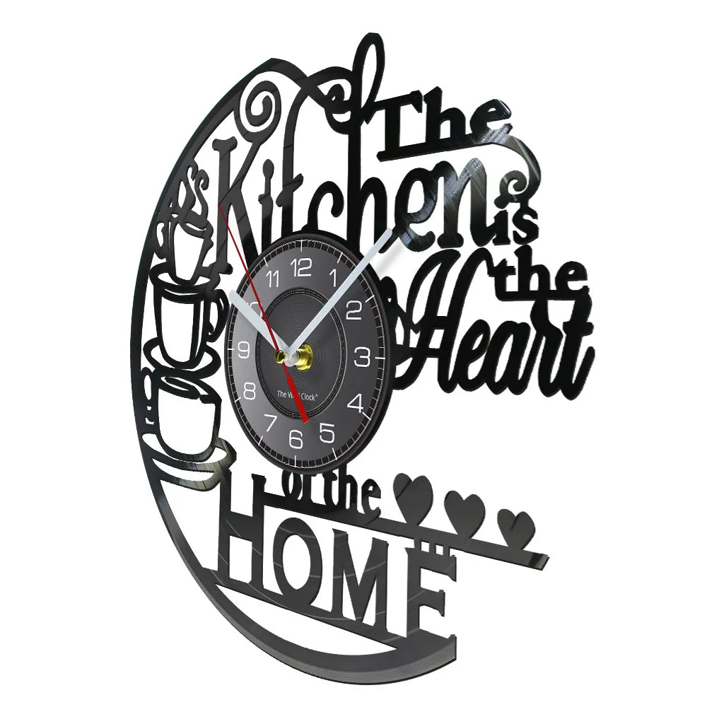 Kitchen Vinyl Wall Clock- The Kitchen is The Heart.