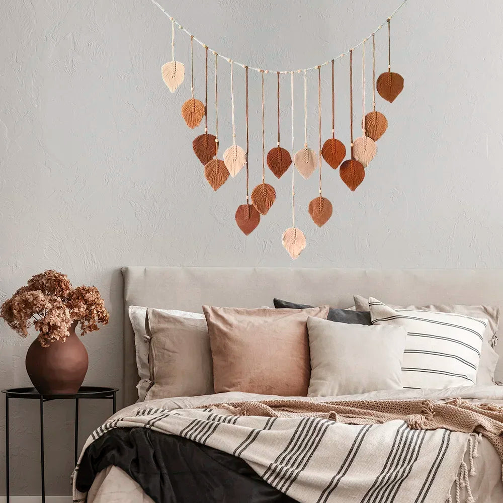 Macrame Leaf Wall Hanging- Boho Feather Decor