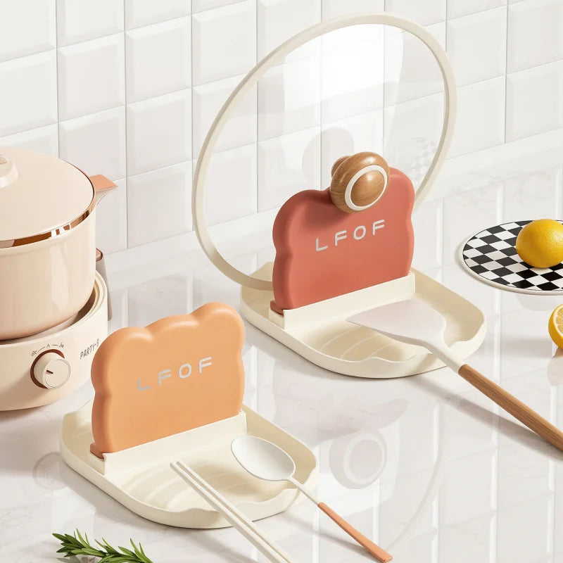 Bear Pot Lid & Spoon Holder- Cute Kitchen Organizer.