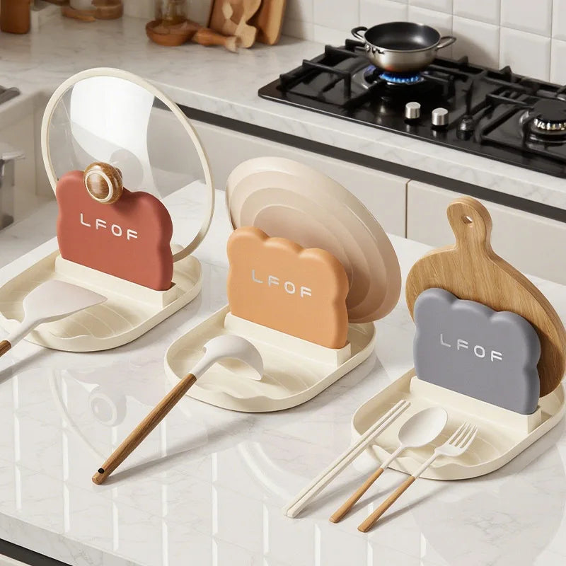 Bear Pot Lid & Spoon Holder- Cute Kitchen Organizer.