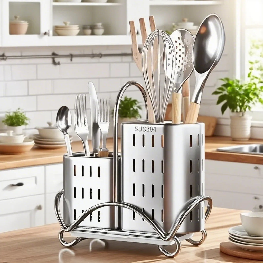 Stainless Steel Utensil Holder- Cutlery Organizer.