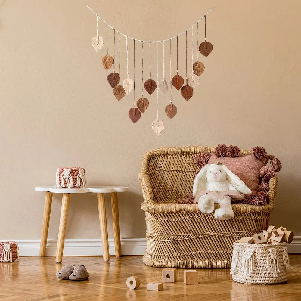 Macrame Leaf Wall Hanging- Boho Feather Decor