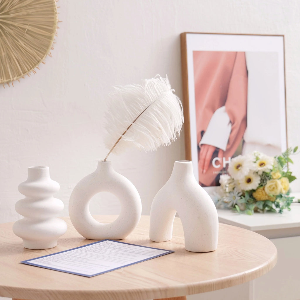 Boho Ceramic Vase Set 3 Pieces