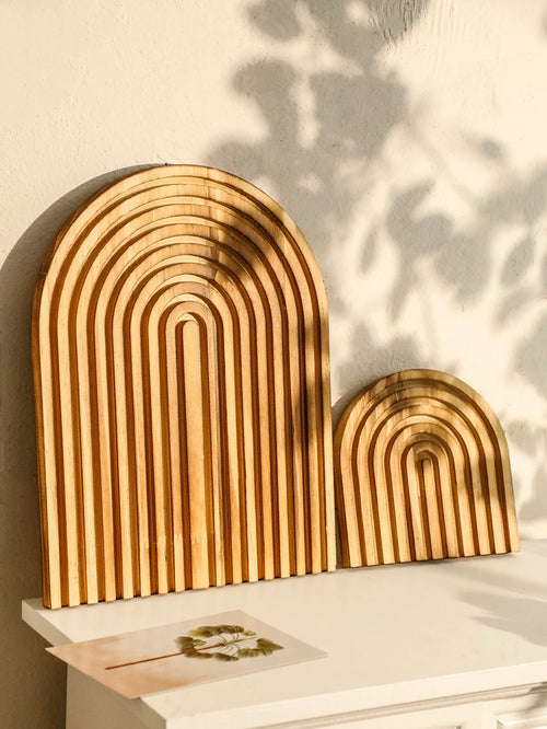 Boho Wooden Arch Decor, Minimalist Geometric Sculpture