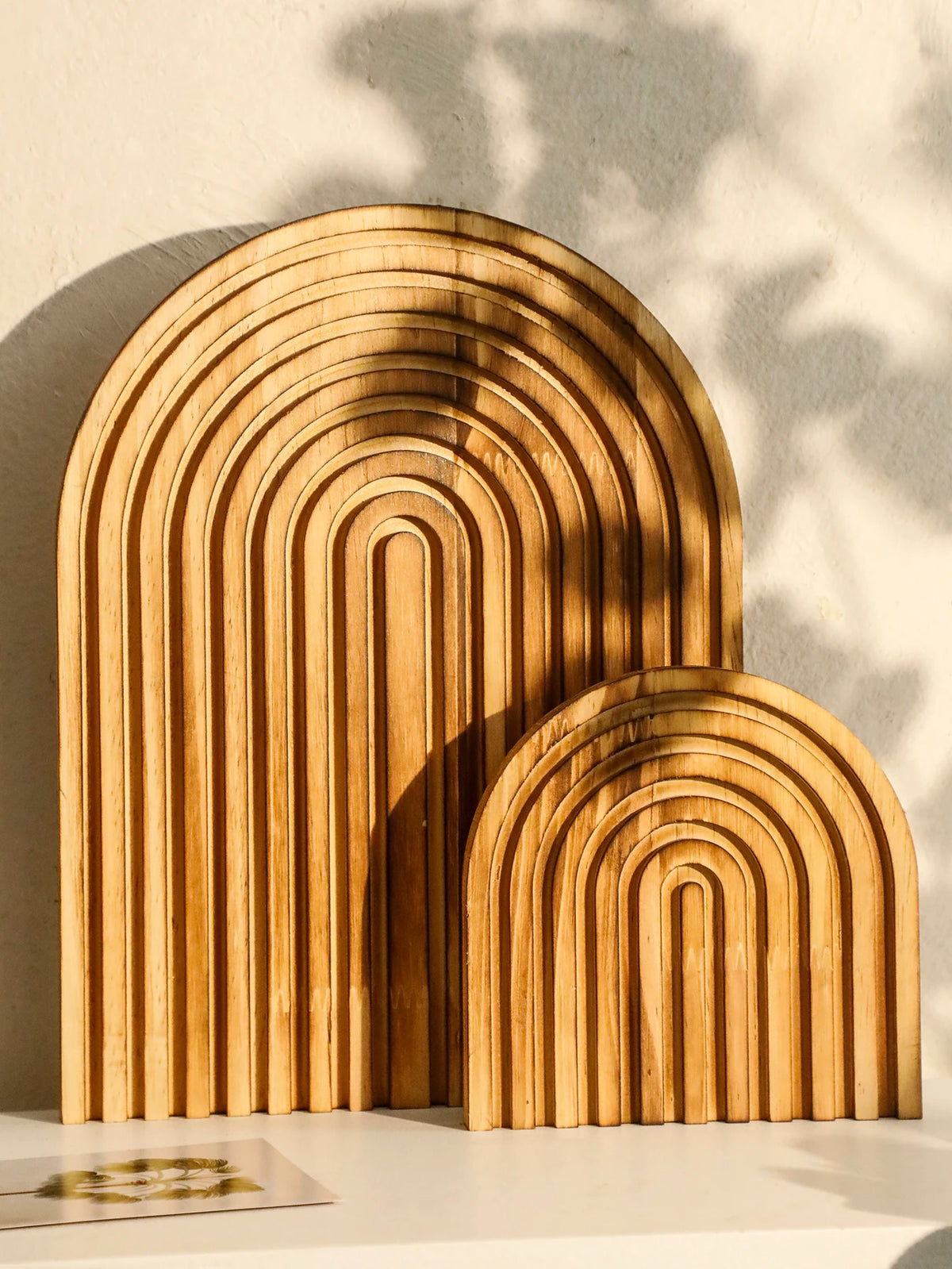 Boho Wooden Arch Decor, Minimalist Geometric Sculpture