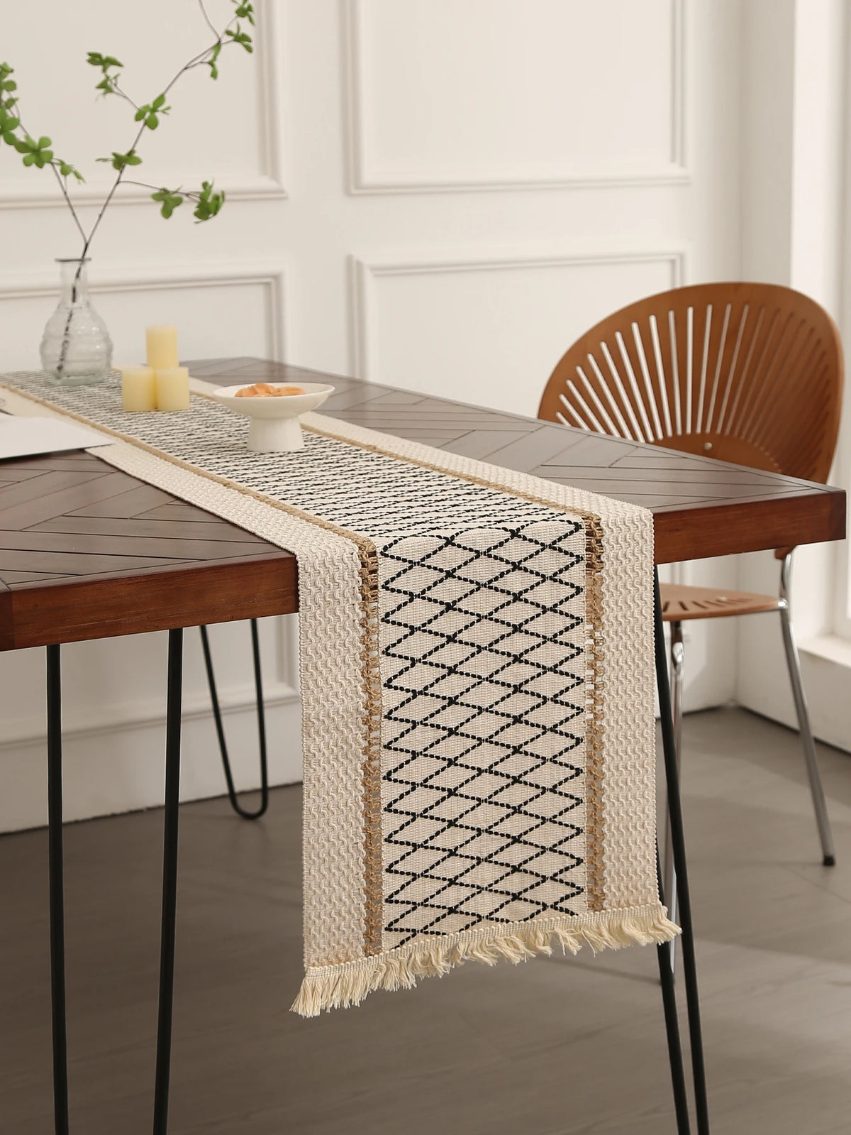 Beige Boho Table Runner