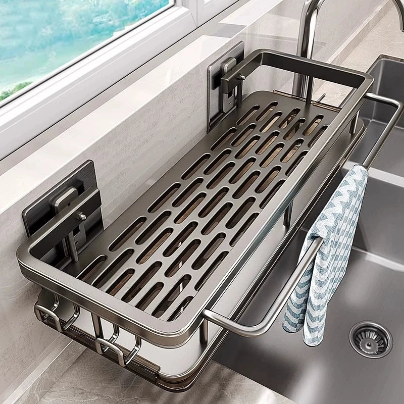 Wall Mount Kitchen Shelf- Drying Rack & Mop Storage.