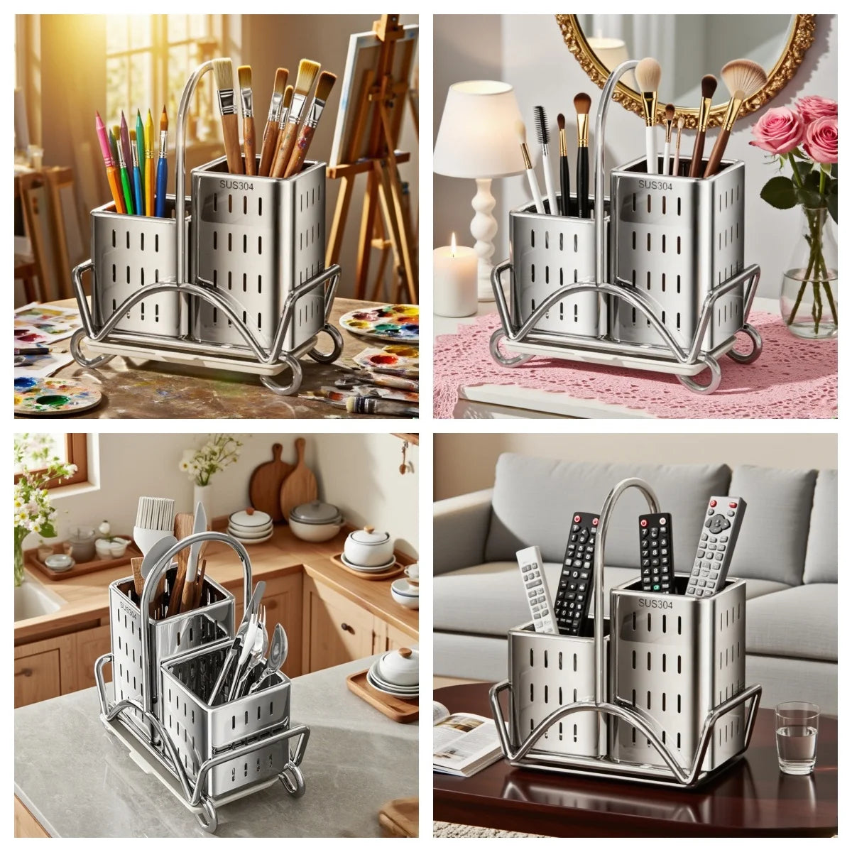 Stainless Steel Utensil Holder- Cutlery Organizer.