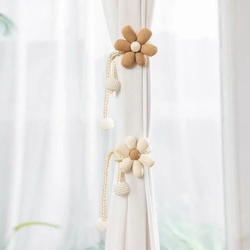 2pcs Flower Curtain Tiebacks- Boho Floral Holdbacks