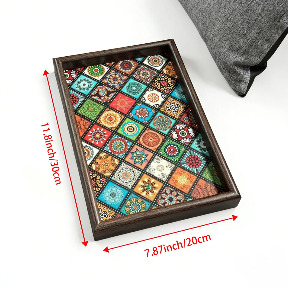 Casa Bella Decorative Wooden Tray- Boho Coffee Table tray