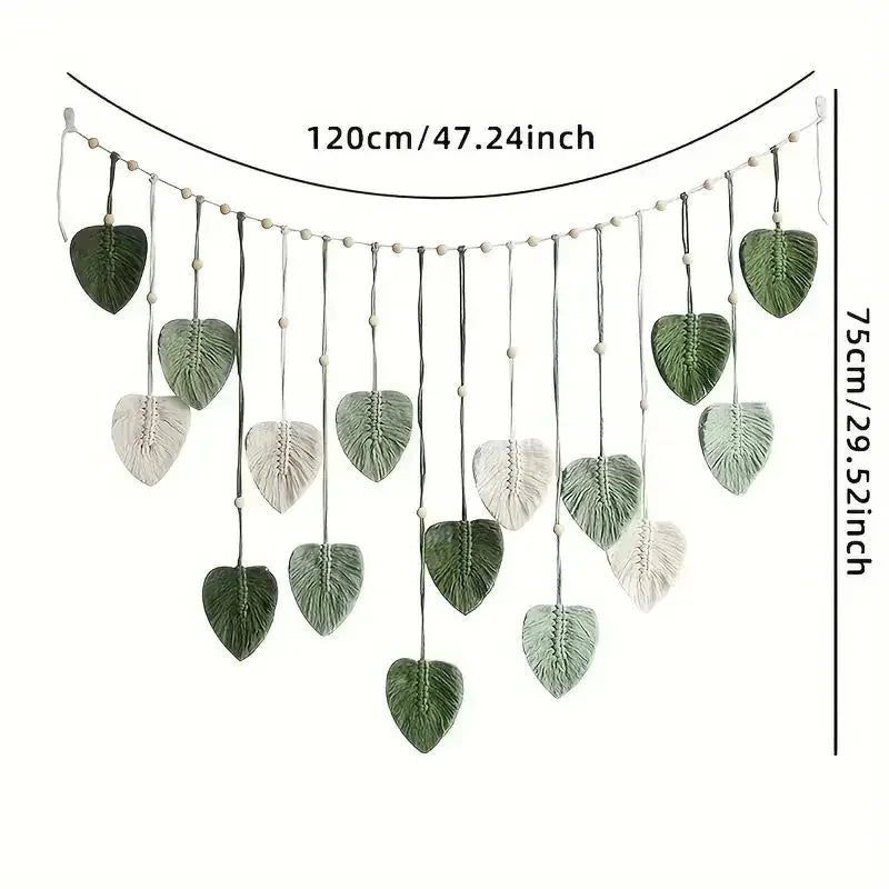 Macrame Leaf Wall Hanging- Boho Feather Decor