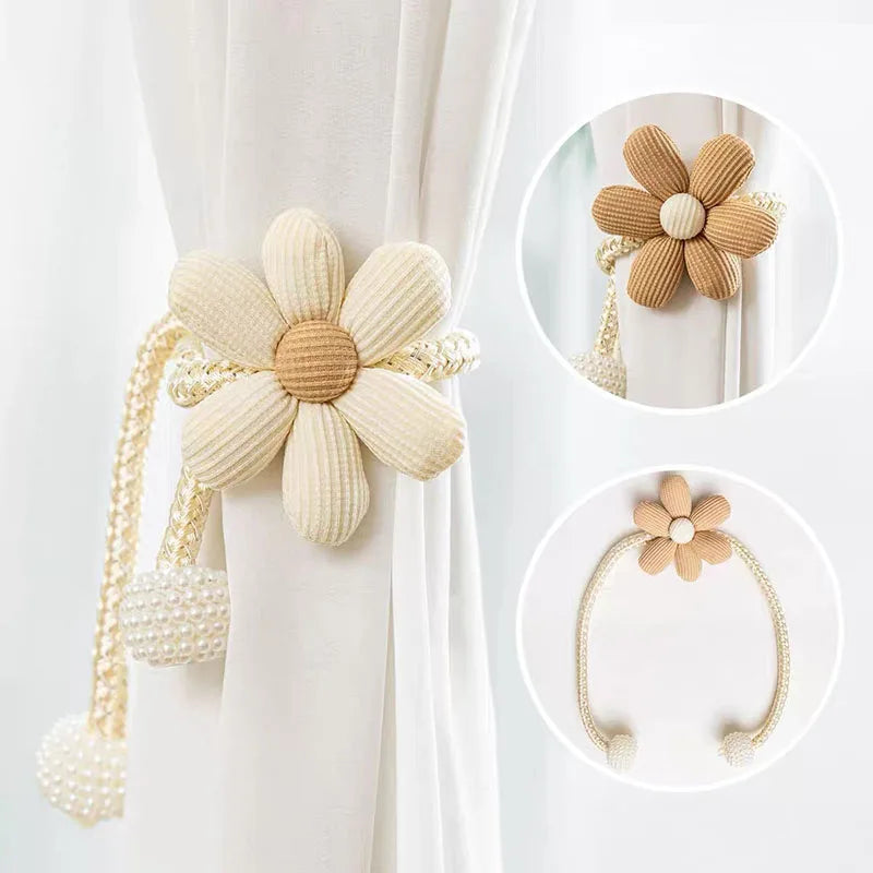2pcs Flower Curtain Tiebacks- Boho Floral Holdbacks
