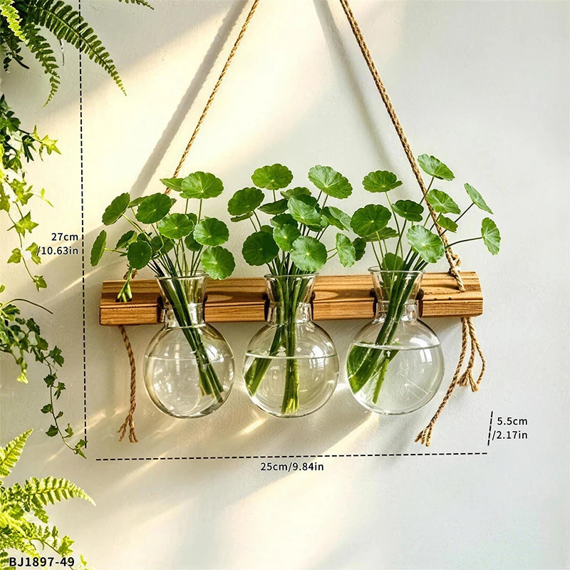 Casa Bella Hanging Glass Planters-Boho Rope set of 3