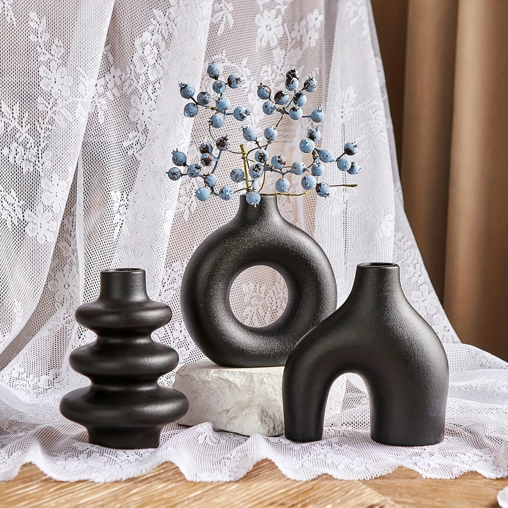 Boho Ceramic Vase Set 3 Pieces
