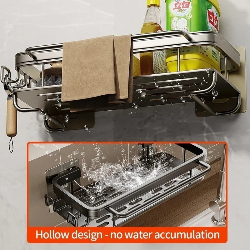 Wall Mount Kitchen Shelf- Drying Rack & Mop Storage.