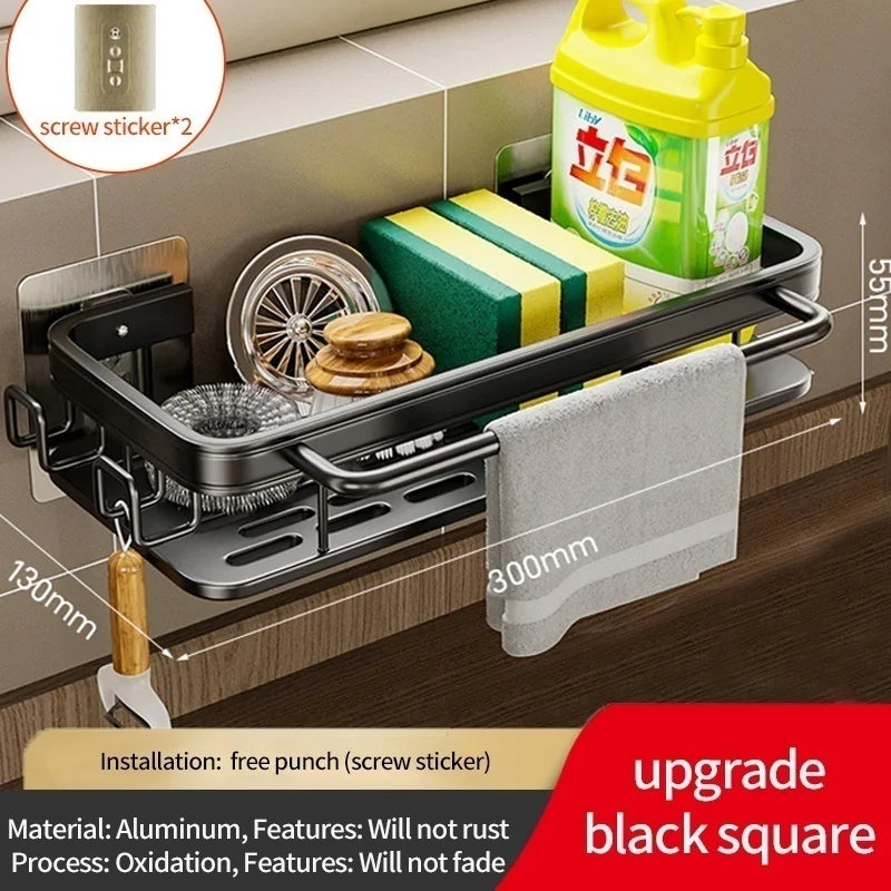 Wall Mount Kitchen Shelf- Drying Rack & Mop Storage.